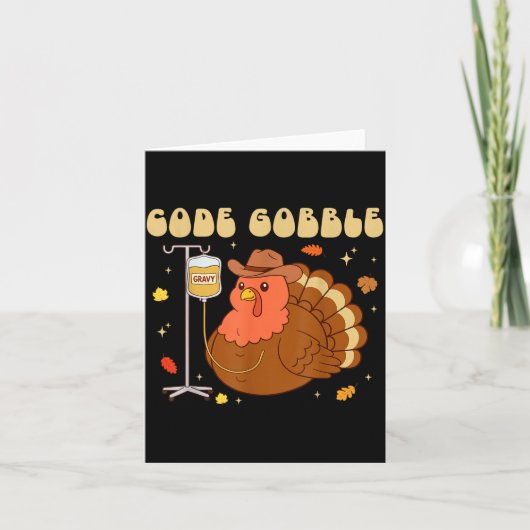 Code Gobble Funny Thanksgiving Nurse Rn Cna Medica Kaart (Voorkant)