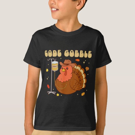 Code Gobble Funny Thanksgiving Nurse Rn Cna Medica T-shirt (Voorkant)