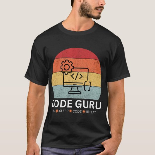 Code Guru - Eten, Slapen, Coden, Herhalen T-shirt (Voorkant)