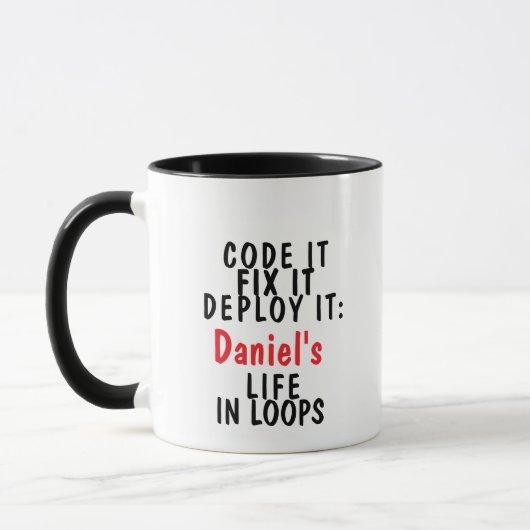 Code het, repareer het, implementeer het: [naam]'s mok (Links)