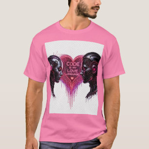Code is mijn liefdestaal Cyberpunk Cyborg Romance T-shirt