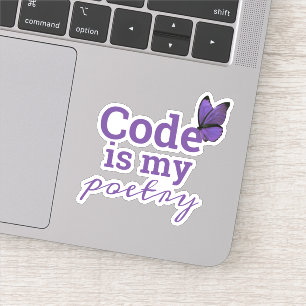 Code is mijn Poetry Programmer Paarse Sticker