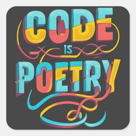 Code is poëzie: verhef je programmeerpassie vierkante sticker (Voorkant)