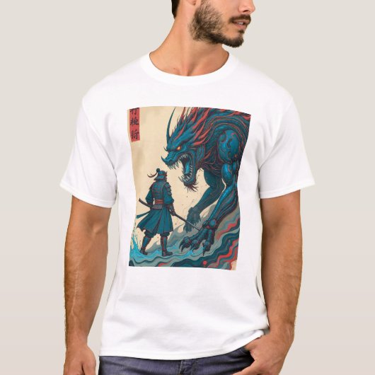 "Code & Katana – Cyber Samurai vs Circuit Beast" T-shirt (Voorkant)