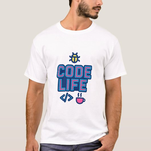 CODE LIFE Dev T-shirt – Voor programmeurs, codeurs (Voorkant)