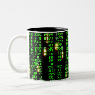 Code matrix tweekleurige koffiemok