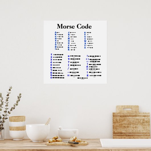 Code Morse Alphabet, Numéros, Poster Ponctuation (Cuisine)