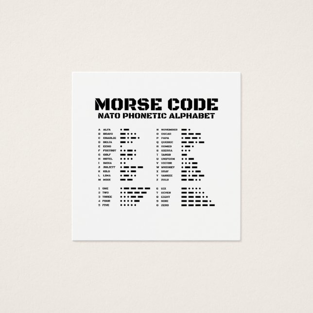 Code Morse et tableau graphique OTAN (Devant)