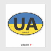 Code pays drapeau d'Ukraine ovale autocollant de v (Feuille)