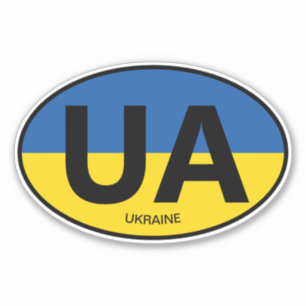 Code pays drapeau d'Ukraine ovale autocollant de v