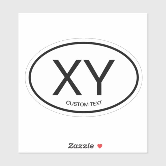 Code pays ovale autocollant vinyle pour tout pays (Feuille)