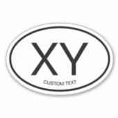 Code pays ovale autocollant vinyle pour tout pays (Devant)