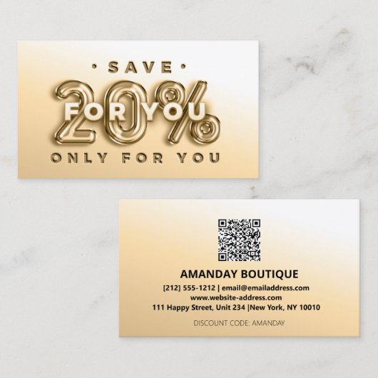CODE QR 20%OFF INSÉRER LE CARTE DE REMERCIEMENTS (Devant / Derrière)
