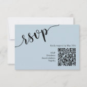 Code QR à script minimal Bleu clair RSVP (Devant)