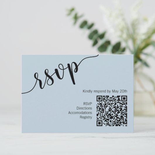 Code QR à script minimal Bleu clair RSVP (Debout devant)