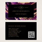 Code QR Abstrait professionnel moderne violet noir (Devant & derrière)