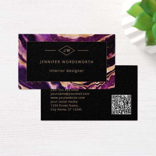 Code QR Abstrait professionnel moderne violet noir (Bureau)