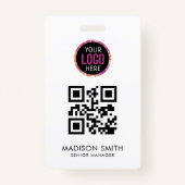 Code QR | Badge d'événement du logo d'entreprise m (Devant)