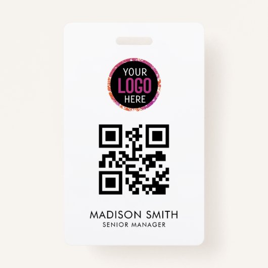 Code QR | Badge d'événement du logo d'entreprise m (Devant)