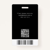 Code QR - Badge noir photo de l'employé (Dos)