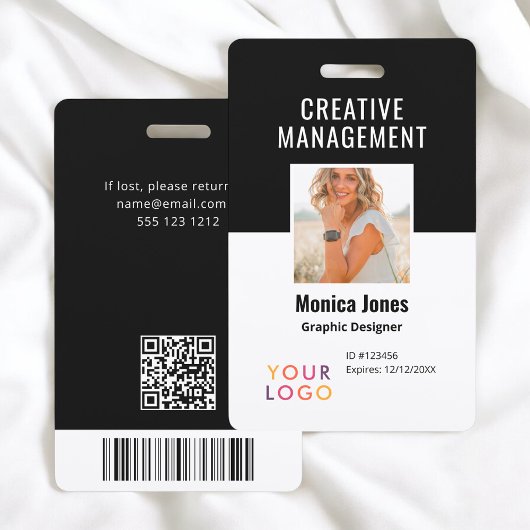 Code QR - Badge noir photo de l'employé