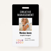 Code QR - Badge noir photo de l'employé (Devant)