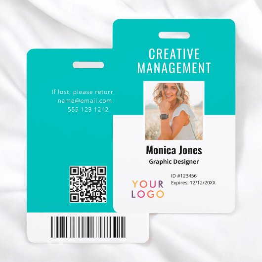 Code QR - Badge Turquoise photo de l'employé
