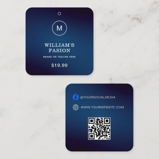 Code QR | Balise de Étiquette de vêtements bleus P (Devant / Derrière)