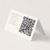 Code QR beige Carte de visite plié minimaliste (Dos)
