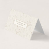 Code QR beige Carte de visite plié minimaliste (Devant)