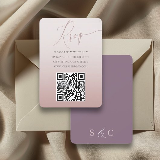 Code QR Boho Rose Gold Simple RSVP Mariage