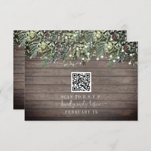 Code QR Bois rustique Botanique Mariage RSVP (Devant / Derrière)