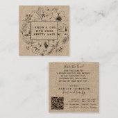Code QR Botanical Kraft et carte de référence noir (Devant / Derrière)
