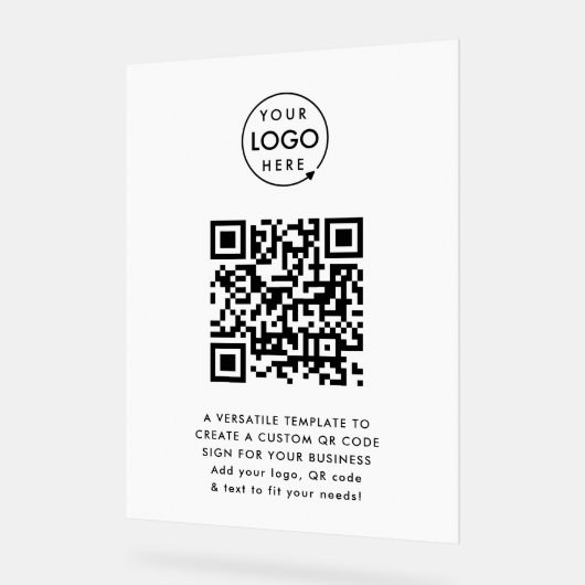 Code QR | Business Logo Professionnel Simple Blanc (Angle)