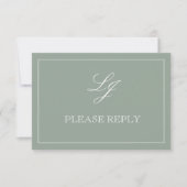Code QR Carte de réponse Monogramme Script Vert de (Devant)