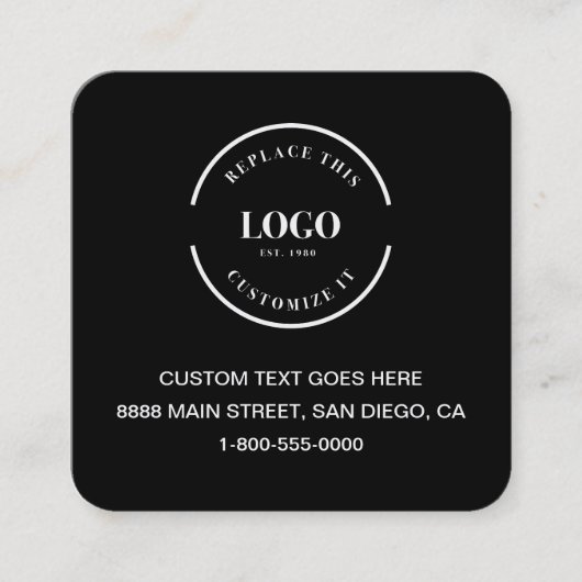 Code QR Carte de visite Black Custom Logo Moderne (Devant)