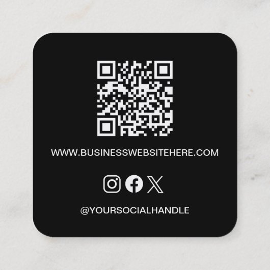 Code QR Carte de visite Black Custom Logo Moderne (Dos)