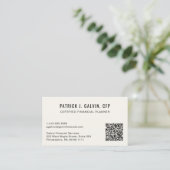 Code QR Carte de Visite Crème pour Planificateur F (Debout devant)
