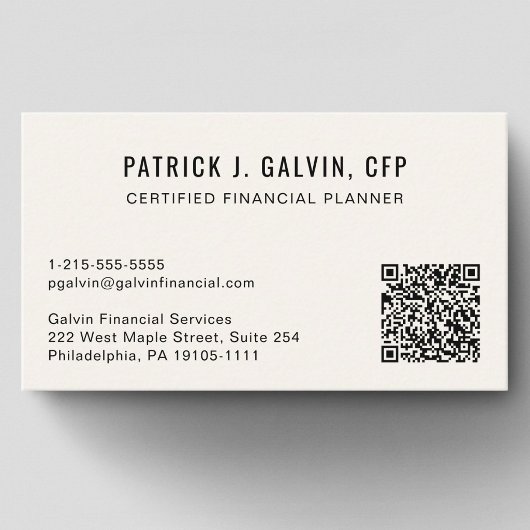 Code QR Carte de Visite Crème pour Planificateur F