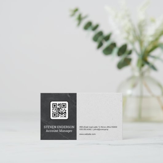 Code QR | Carte de visite de luxe en marbre (Debout devant)