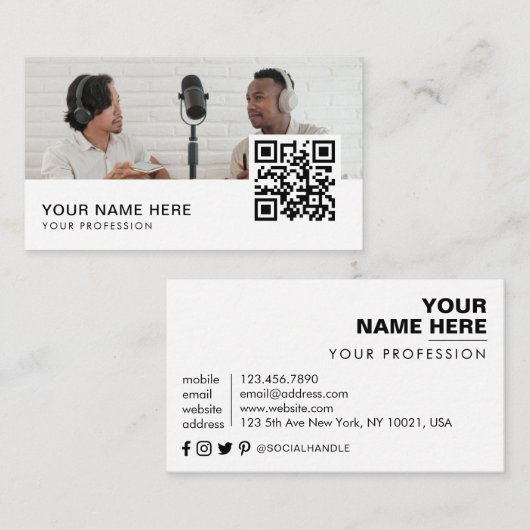 code QR carte de visite de podcast (Devant / Derrière)