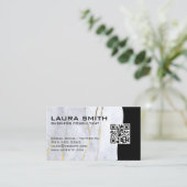 Code QR / Carte de visite en or bleu marbre (Debout devant)