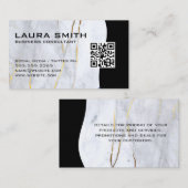 Code QR / Carte de visite en or bleu marbre (Devant / Derrière)