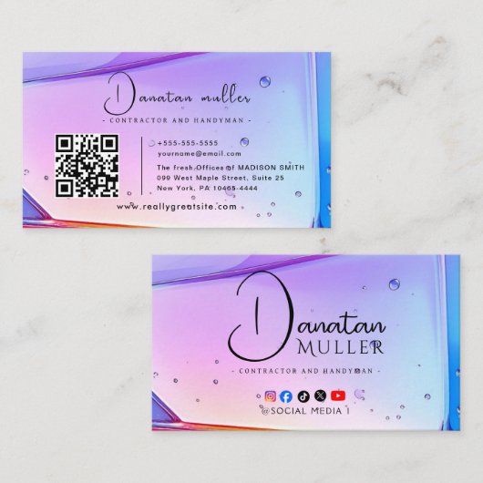 Code QR Carte de visite en pierre d'opale pour ent (Devant / Derrière)