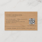 Code QR Carte de Visite Entrepreneur Bois Noir Or (Dos)