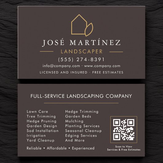 Code QR Carte de visite Entretien de pelouse Jardi