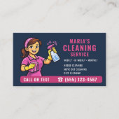 Code QR Carte de Visite Femme de Ménage Rose Bleu (Devant)