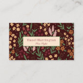 Code QR Carte de visite Floral main tiré Burgandy (Devant)