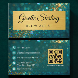 Code QR Carte de visite Luxe Artiste Sourcils Or P