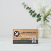 Code QR Carte de Visite Menuisier Outils Logo (Debout devant)